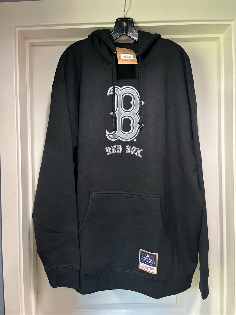 Boston Red Sox Chrome Hoodie XL Black Mitchell & Ness Fleece Sweatshirt New Tag